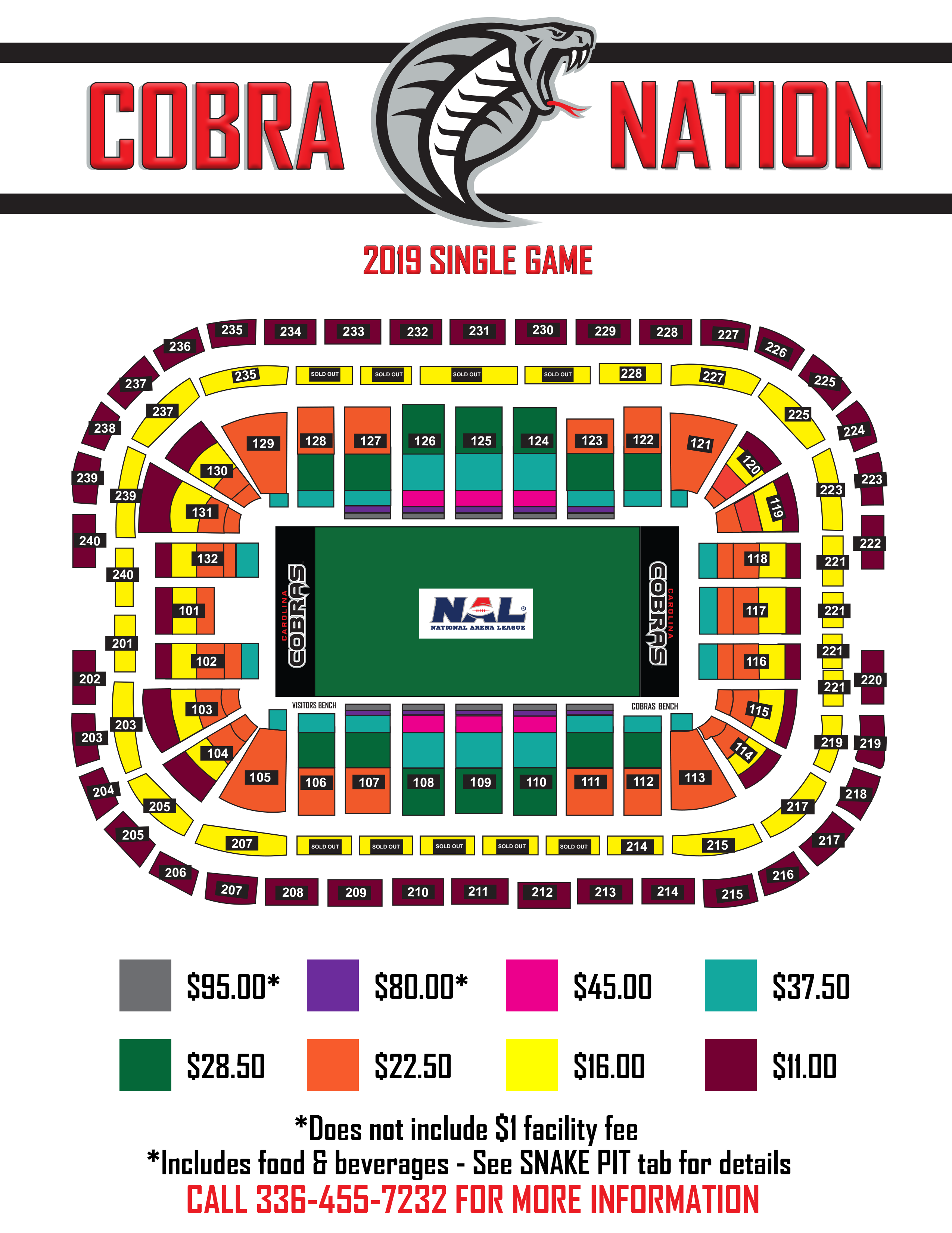 Official Website of the Carolina Cobras: Seating Chart